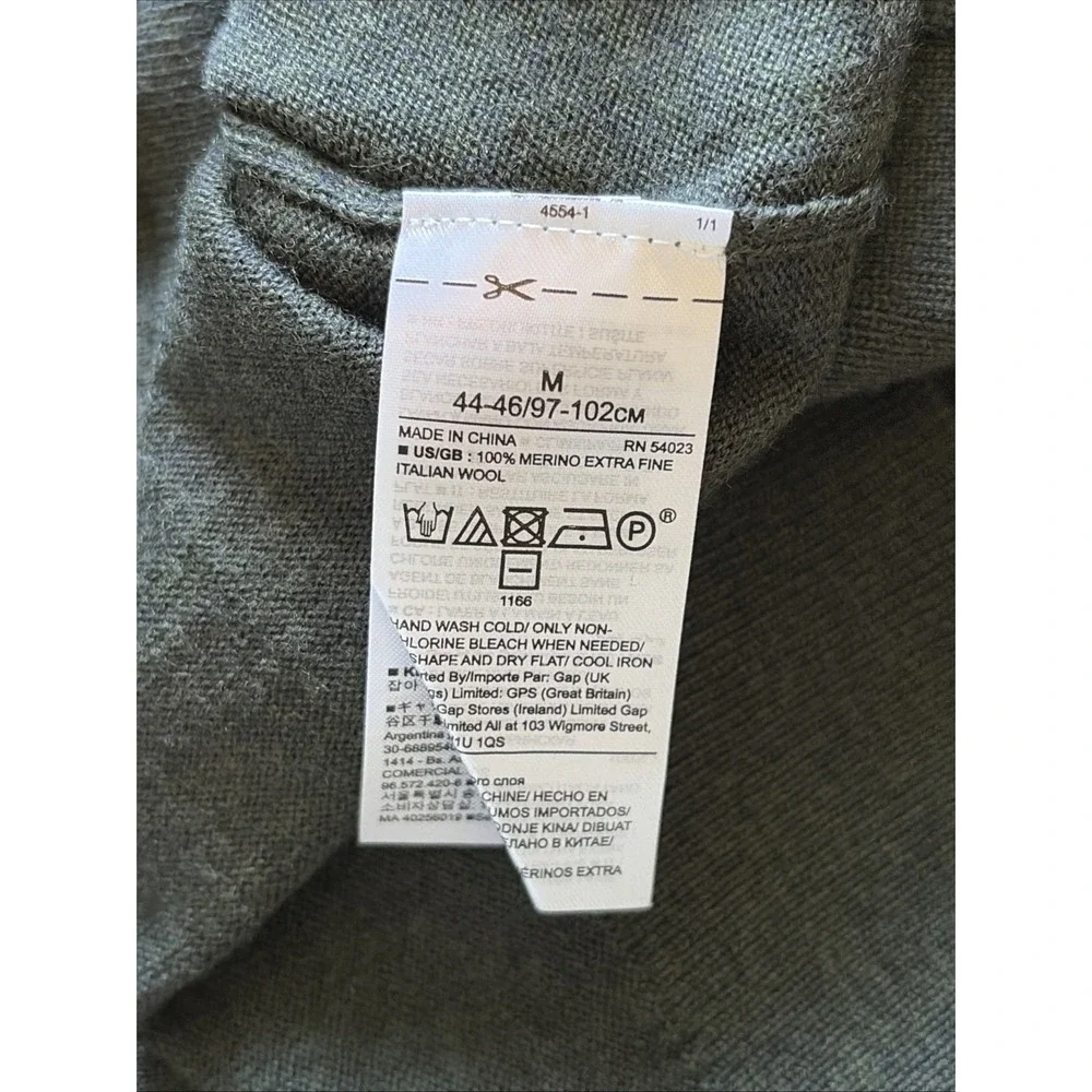 Banana Republic Green Merino Wool Baruffa V-neck Sweater Jumper Mens Medium